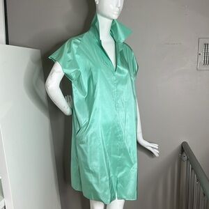 Shamask Sz 2 Silk Pull Over Shirt Dress Short Sleeve Two slip in Pockets
